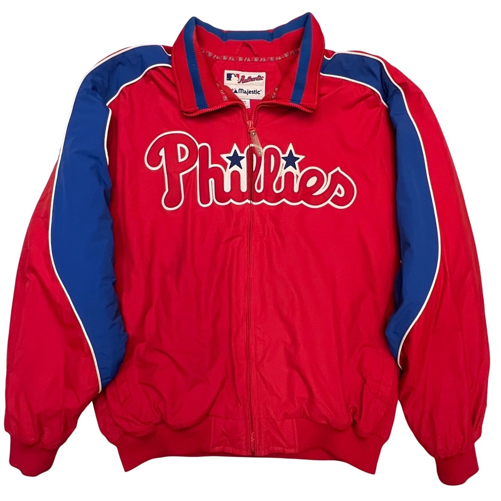 Majestic Philadelphia Phillies Heavyweight Fleece Lined Baseball Jacket Size XXL